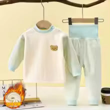 Pyjama bébé garçon deux pièces vert et crème