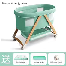 Lit cododo vert à roulette et bac de rangement et moustiquaire