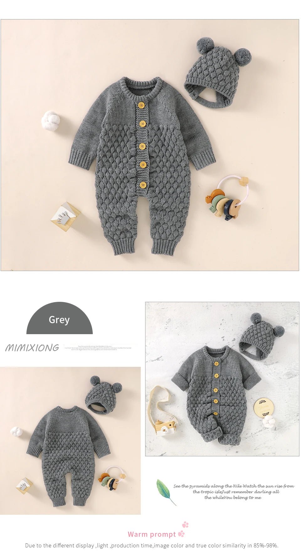 Barboteuse tricot fille garçon "Tricodoux" 4 pièces - 3 à 18 mois - 6 coloris - Nimaë Univers Bébé