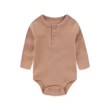 Bébé bodies garçon détail encolure bouton camel marron