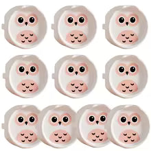 cache prise motif chouette blanche rose