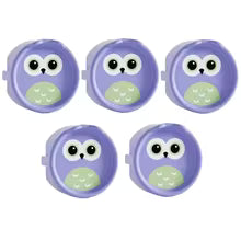 cahce prise motif chouette mauve vert clair