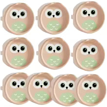 cache prise motif chouette mauve vert clair