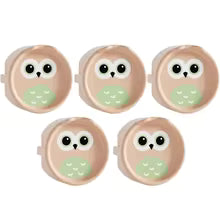 cache prise motif chouette mauve vert clair