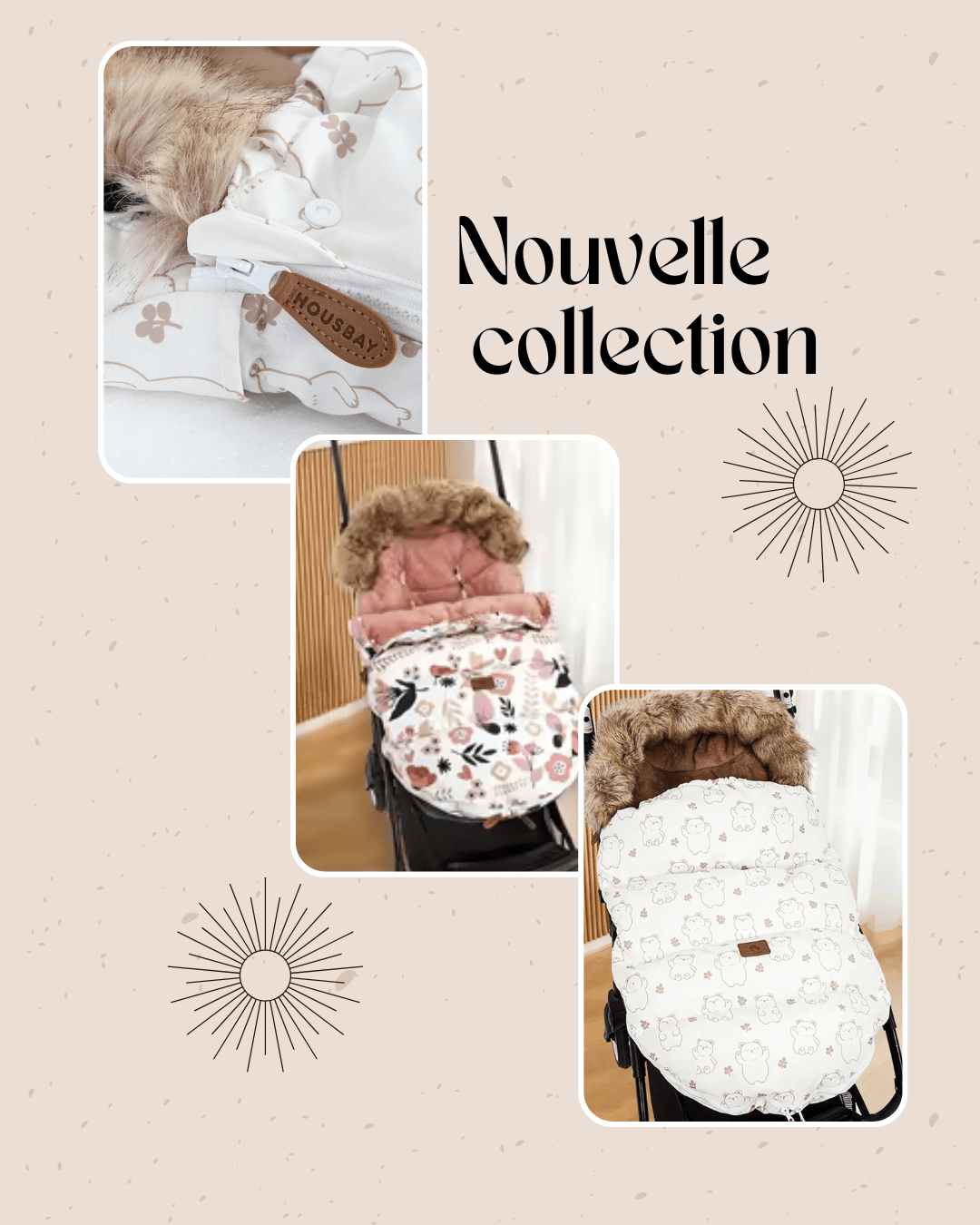 chancelière poussette - Collection "Nidou" - hiver 2025 - Nimaë Univers Bébé