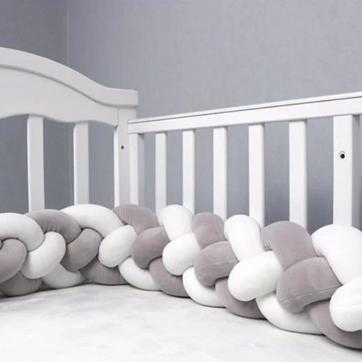 Tour de Lit Bébé - CozyKnot™ - Rose Blanc - Gris blanc - à partir de 3 ans - Nimaë Univers Bébé